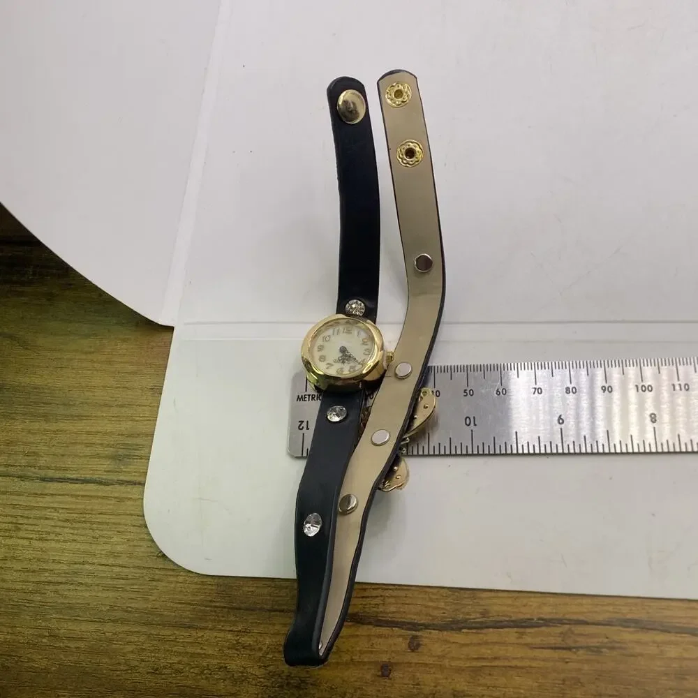 Womens Gold Tone Butterfly Leather Wrap Wrist Watch New Battery